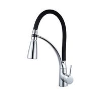 High Arc LED Pull-Out with Sprayer, 360°Rotat Stretch Hot and Cold Water Mixer Tap, Single Handl Brass Kitchen Sink Faucet, Shiny Plating