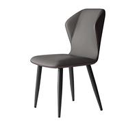 High Back Cushioned Synthetic Leather Dining Chairs for Office Living Room Kitchen Bedroom - Modern Grey Accent Furniture (Set of 2)