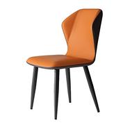 High Back Cushioned Synthetic Leather Dining Chairs for Office Living Room Kitchen Bedroom - Stylish Orange Accent Chairs for Modern Decor