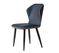 High Back Upholstered Synthetic Leather Dining Chairs for Office Living Room Kitchen Bedroom - Set of 2 Modern Design Stylish Blue Color (B)