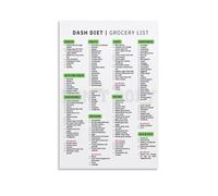 High Blood Pressure Kitchen Guide: DASH Diet Food List Poster - Healthy Eating Wall Decor for Home(Framed,12x18inch(30x45cm))