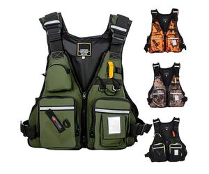 High Buoyancy Swim Vest for Adults, Fly Fishing Design with Breathable Mesh Fabric and Multiple Pockets and Zippers for Kayaking, Boating, Fishing, Canoeing, Sailing, Surfing(Militarygreen)