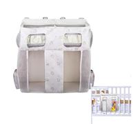 High Capacity Crib Caddy, Multi Pocket Diaper Stacker, 17.7 Inches Handheld Size with Rigid Support, Heavy Duty Fabric Childcare Accessory, Modern Style with Bottle Sleeves Gift for New Parents