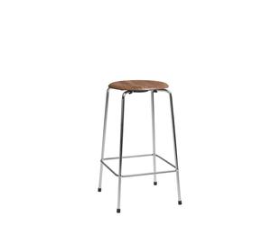 High Dot Tabouret de Bar H65 4 Pieds Chrome/ Placage Noyer