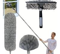 High Duster - Microfiber Long Handle Cobweb Duster | Multi-Function Ergonomic Dusting Cleaning Supplies | Cobweb Duster High Reach Wall Cleaner for Shelf Wall Window Cleaning