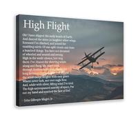 High Flight Aviation Poem Canvas Wall Art Print Pilot Gift Idea John Gillespie Magee Jr Poster Home Office Decor(Framed,16X24inch(40X60cm))