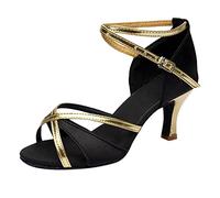 High for Women Dance Latin Open Toe Talons avec Sangle Strap Satin Ballroom Practice Performance Chaussures