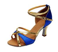 High for Women Dance Latin Open Toe Talons avec Sangle Strap Satin Ballroom Practice Performance Chaussures