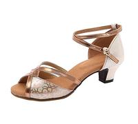 High for Women Dance Latin Open Toe Talons avec Sangle Strap Satin Ballroom Practice Performance Chaussures