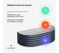 High Grow Extended potager surélevé de 150 x 43 x 60 cm en tôle d'acier ondulée montage facile résistant à la rouille et au gel