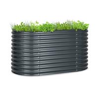 blumfeldt High Grow Straight - Potager surélevé, matériau: Acier galvanisé; Ø 0,6 mm, antirouille, 4 Barres de Protection en Aluminium, 160 x 80 x 80 cm, Gris
