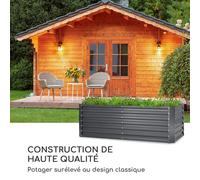 blumfeldt High Grow Straight - Potager surélevé, matériau: Acier galvanisé; Ø 0,6 mm, antirouille, 4 Barres de Protection en Aluminium 180 x 60 x 90 cm, Gris