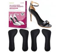 High Heel Cushion Inserts for Women - Bukihome 3/4 Invisible Insoles Prevent Feet from Sliding Forward - Shock & Sweat Absorption - Comfort Shoe Pads for High Heels Sandals Flats,Black/M