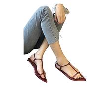 High Heels Femmes Flats Sandales Point Point Band Sandals Ankle Buckle Strap Clip Toe Chaussures de Plage décontractées Summer (2,5 UK)