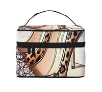 High Heels On Books Trousse de maquillage de voyage - Organiseur de toilette portable avec compartiments zippés pour pinceaux, bouteilles et soins de la peau