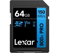 High-Performance 800x Pro 64 Go Carte SD, Carte SDXC UHS-I, Carte SD 3.0 jusqu'à 150 Mo/s en Lecture, Carte mémoire SD V30, U3, C10 pour Reflex numérique/caméscope HD (LSD0800P064G-BNNAA)