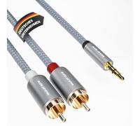 High Performance RCA to Jack Stereo Aux Cable2 RCA > 1 x 3.5mm JackBrilliant Sound Quality,Very Durable/RCA Coaxial Cable,Subwoofer/Amplifier/HiFi and