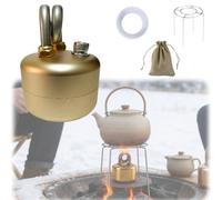 High-Power Portable Mini Outdoor Spirit Burner & Alcohol Stove,Lightweight Alcohol Camping Stove with Stable Stand,Compact Cooking Gear for Backpacking,Hiking,Brewing Tea,Coffee,Picnic (Gold, A)