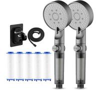 High Pressure 5 - Mode Filtered Shower Head, Filtered Shower Head with Handheld, Built-In High Pressure Power Wash For Hard Water (2pcs)