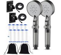 High Pressure 5-Mode Filtered Shower Head, Filtered Shower Head with Handheld, Built-in Power Wash for Hard Water, Water Saving Bathing for Home Gym Use (B2PCS)