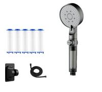 High Pressure 5-Mode Filtered Shower Head, Filtered Shower Head with Handheld, Built-In Power Wash for Hard Wate (GRAY,1pcs)