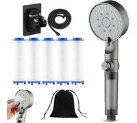 High Pressure 5-Mode Filtered Shower Head, Filtered Shower Head with Handheld, Built-in Power Wash for Hard Water, Water Saving Bathing for Home Gym Use (B1PC)