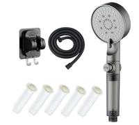 High Pressure 5-Mode Filtered Shower Head Filtered Shower Head with Handheld, Built-In Power Wash Tool-Free Installation (1PCS/B)