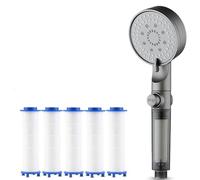 High Pressure 5-Mode Filtered Shower Head, Filtered Shower Head with Handheld, with 5 Extra Filters (A,black)