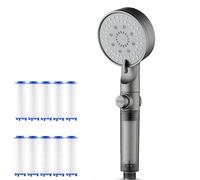 High Pressure 5-Mode Filtered Shower Head, Filtered Shower Head with Handheld, with 5 Extra Filters (B,black)