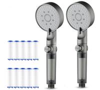 High Pressure 5-Mode Filtered Shower Head, Filtered Shower Head with Handheld, with 5 Extra Filters (C,black)