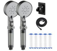 High Pressure 5-Mode Filtered Shower Head, Filtered Shower nozzle with Handheld (Filtered Shower Head + 5 Extra Filters) (2 pcs)