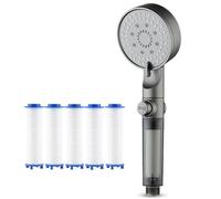 High Pressure 5-Mode Filtered Shower Head, Filtered Showers Heads with Handheld, New Built-in Power Wash for Hard Water (Shower Head+5 Filters)