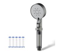 High Pressure 5-Mode Filtered Shower Head, Handheld with Built-in Filter & Power Wash for Hard Water (1pcs)