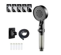 High Pressure 5-Mode Filtered Shower Head, One Touch Start/Stop Filter Shower Head With Hose, with 5 Extra Filters, 5-Spray Pattern, Water Saving Bathing for Home Gym USE (Black)