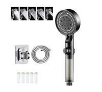 High Pressure 5-Mode Filtered Shower Head, One Touch Start/Stop Filter Shower Head With Hose, with 5 Extra Filters, 5-Spray Pattern, Water Saving Bathing for Home Gym USE (Silver)