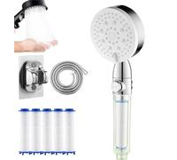 High Pressure 5-Mode Filtered Shower Head, Power Shower Head with Handheld and 5 Extra Filters, Built-in Wash for Hard Water Bathe Nozzle for Bathroom