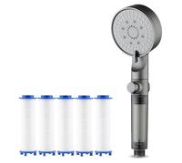 High Pressure 5-Mode Filtered Shower Head, Powerful Shower Heads High Pressure, Filtered Showers Head with Handheld, for Bathroom (Gray,Set A)