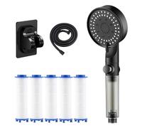 High Pressure 5-Mode Filtered Shower Head, Powerful Shower Heads High Pressure, Filtered Showers Head with Handheld, for Bathroom (Black,Set B)