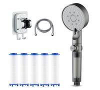 High Pressure 5-Mode Filtered Shower Head with 5 Extra Filter, High Pressure Shower Head with Filter (1Set*Gray)