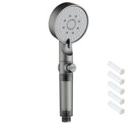 High Pressure 5-Mode Filtered Shower Head with Handheld, Built-in Power Wash, Most Powerful Shower Head for Hard Water (A-Gray)