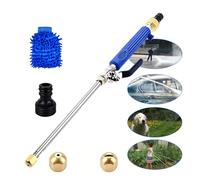 High Pressure Hose Nozzle, Pressure Washer Hose Attachment, Hydro Jet Power Washer Wand for Garden Hoses, Car Washing, Patio Cleaning, Garden Watering & Outdoor Cleaning (Blue Set B)