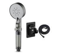 High Pressure Showerhead, Spray Nozzle, Hard, Silver, Detachable Hose Bracket Set, Chrome Finish, Fit for Bathroom, Spa, Apartment, Rv, Hotel Use Mounting and Portability