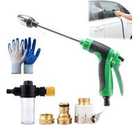 High Pressure Washer, 15X Powerful Hose Nozzle Attachment for Garden Hose, Stainless Steel Jet Washer Cordless for Patio, Driveway,Car Cleaning, Easy Installation (Green)