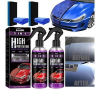 High Protection 3 en 1 Voiture Spray, Traitement Ceramique Voiture Polish Spray, Auto Crystal Coating Spray pour Nettoyant Voiture