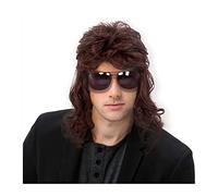 High-Quality Men's Wig, Hommes perruques 80s Disco mulet perruque longue bouclée mâle perruque Halloween Costumes Punk Rocker perruque douce haute température fibres synthétiques perruques,Natural-Lo