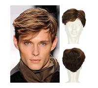 High-Quality Men's Wig, Mens Short Curly Layered Wigs Court Brun Perruque Synthétique for Homme Doux Naturel Résistant À La Chaleur Fibre Halloween Costume Cosplay Perruque,Natural-Looking Wigs for M