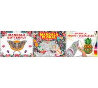 High Quality Premium Paper Mandala Beautiful Butterfly + Unique Floral + Fruits And Vegetables Art Designs Pattern Colouring Books For Kids | Nature Inspired Designs | Vegetable Coloring Pages | Butte