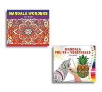 High Quality Premium Paper Mandala Beautiful Wondering + Fruits & Vegetables Art Designs Pattern Colouring Books For Kids | Premium Art Paper | Fruit & Veg Mandala Designs | Creative Kids Art | Nature