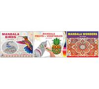 High Quality Premium Paper Mandala Creative Birds + Fruits & Vegetables + Wonders Art Designs Pattern Colouring Books For Kids | Colorful Birds | Nutritious Foods | Mandala Wonders | Creative Art | Re