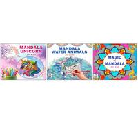 High Quality Premium Paper Mandala Cute Unicorn + Sea Animals + Relaxing Magic Art Designs Pattern Colouring Books For Kids | Unicorn Art | Ocean Life | Relaxing Designs | Mandala Magic | Fun for Kids